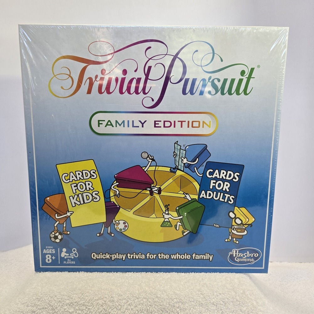 Hasbro Trivial Pursuit Family Edition Game Board - E1924 Cards For Kids & Adults